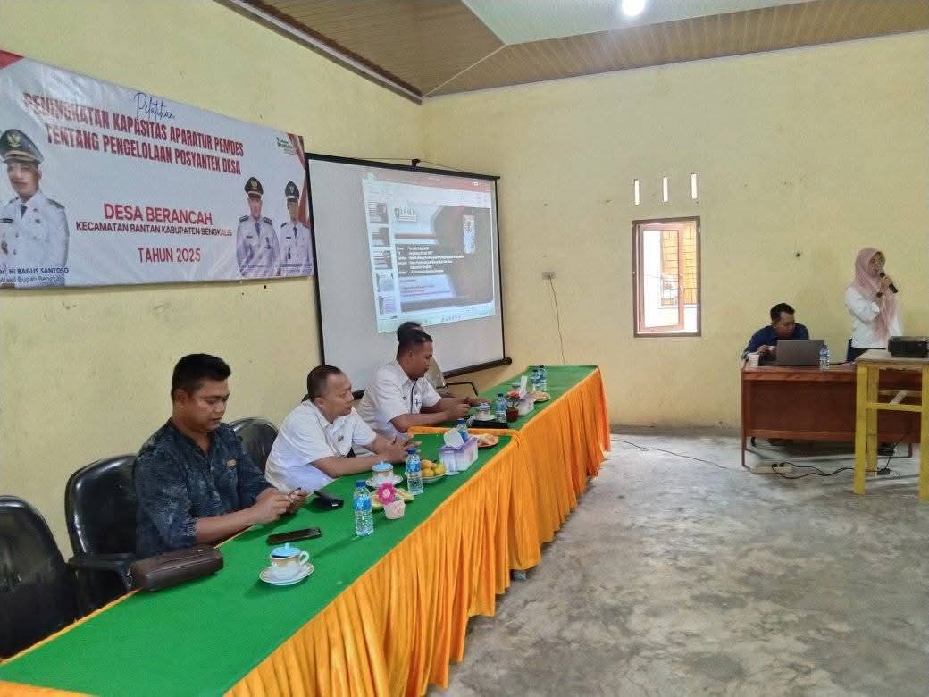 Pemdes Berancah Menggelar Kegiatan Pelatihan Peningkatan Kapasitas Aparatur Pemdes Berancah Tentang Pengolahan POSYANTEK Desa di Desa Berancah